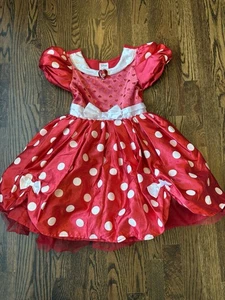Disney Store Minnie Mouse Rojo Disfraz Vestido Corazones Arcos Niñas 7/8 - Imagen 1 de 8