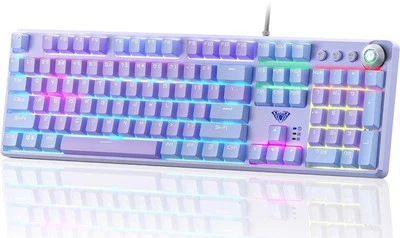 Keyboard F2088 Pro 108 Keys Mechanical Red Switches RGB Rainbow Backlit Gamer - Image 1 of 4