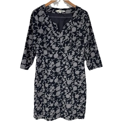 Vestido midi Boden para mujer suave de pana floral 10R negro preppy clásico Foto 1 de 4