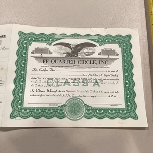 Certificado de stock FF Quarter Circle Inc sin escritura - Imagen 1 de 8