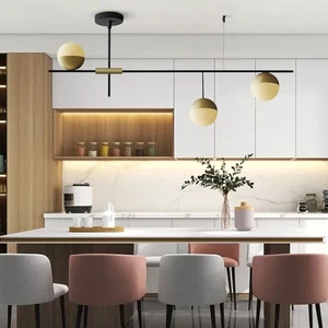 3-Light Modern Linear Bubble Chandelier Glass Ball Pendant Ceiling Light Fixture - Picture 1 of 6