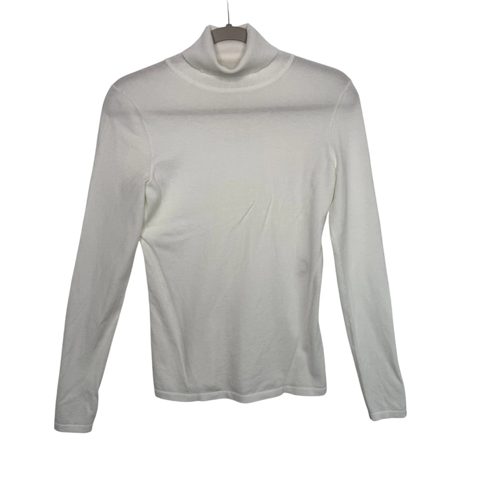 Top manga larga Diane von Furstenberg DVF para mujer talla M marfil cuello alto Foto 1 de 4