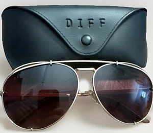 Diff Koko Gold Edelstahl Damen Oversized Pilotenbrille mit Etui Tuch - Bild 1 von 8