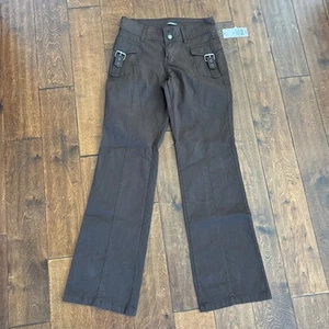 NWT Wild Fable Low-Rise Boot Cut Cargo Buckle Pants Dark Brown Women's Size S - Picture 1 of 8