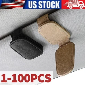 Magnetic Leather Sunglasses Holder for Car Sun Visor Eyeglass Hanger Clip USA - Picture 1 of 13