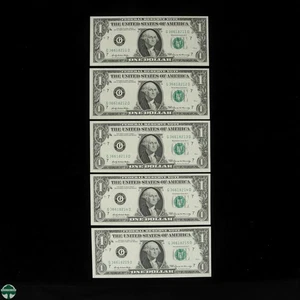 Lot of 5 Consecutive S/N Series of 1969 $1 Federal Reserve Notes S/N 3661821 1-5 - Picture 1 of 12