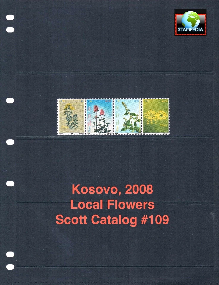Valor Scott de $8,00 - 2008 flores KOSOVO vida silvestre europea CV MNH NH UMM Foto 1 de 4