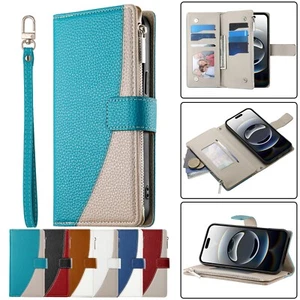 Zipper PU Leather ID Card Wallet Bag Case For Samsung Galaxy A16 A15 A14 A13 A12 - Picture 1 of 46
