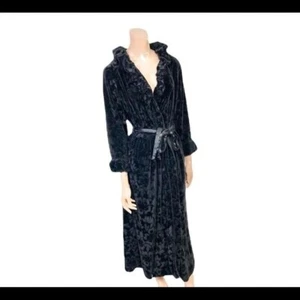 Oscar de la Renta Vintage Pink Label Black Velvet Jacquard Robe M - Picture 1 of 10