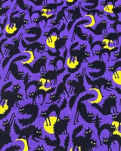 1/2 Yard Rarität Boo! Kitty 2009 OOP Alexander Henry Baumwollstoff Lila - Bild 1 von 4