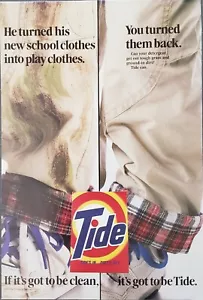 Tide Detergent 1990 convirtió su ropa escolar en ropa de juego y anuncio impreso en la parte posterior - Imagen 1 de 1