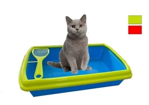 LETTIERA GATTO E CANE APERTA CON SETACCIO PALETTA LETTIERA ANIMALI CANI GATTI - Foto 1 di 5