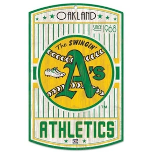 Oakland Athletics Throwback MLB 17" x 11" Wood Decorative Indoor Sign Wincraft - Picture 1 of 1