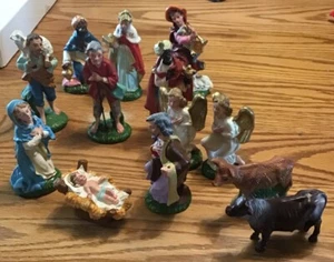 Vintage Italian Hand Painted Nativity Set 11 pc And 2 Animals - Picture 1 of 8