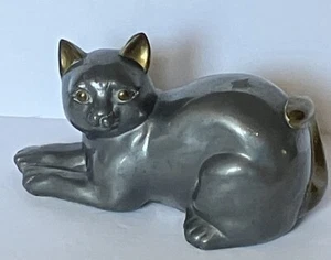 Pewter And Brass Cat Figure 4 X 7 Inches - Picture 1 of 10