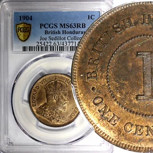 Honduras Británica Eduardo VII Bronce 1904 1 Centavo PCGS MS63 RB Como Nuevo-50.000 KM#11 (4) - Imagen 1 de 5