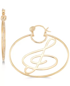 Orecchini a cerchio Simone I. Smith Treble Clef in oro 14k su argento sterling nuovi senza etichette - Foto 1 di 9