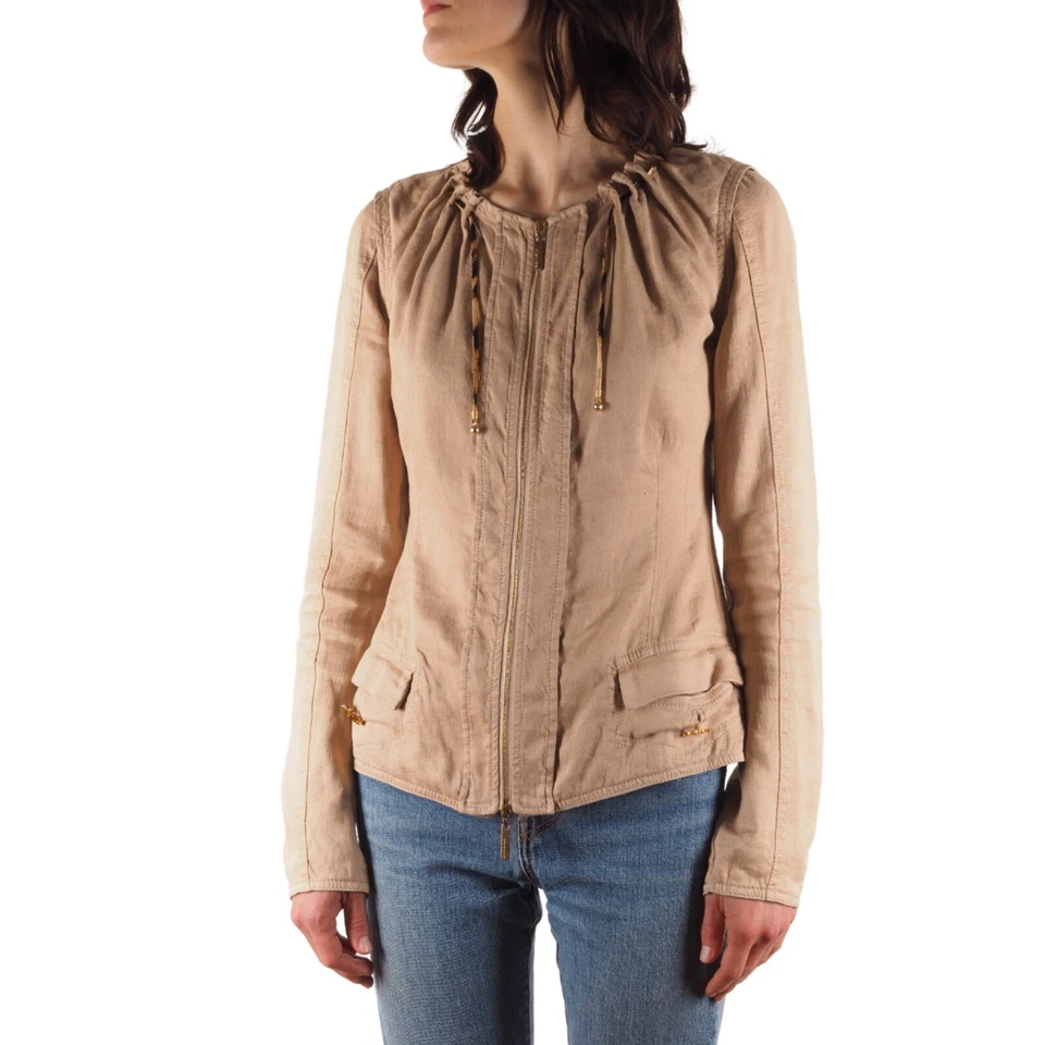 Roberto Cavalli Vintage Women's Beige Linen Zip Jacket size 42 - Image 1 of 4
