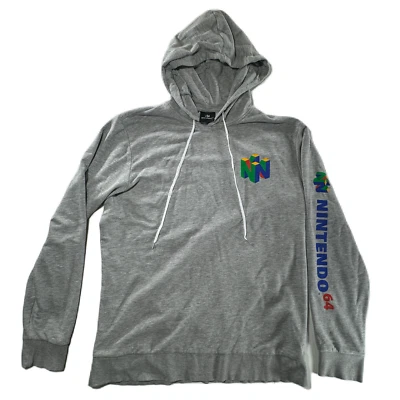 Nintendo 64 N64 Small Gray Hoodie Sweatshirt Sleeve hit Difuzed Official RARE Foto 1 de 4