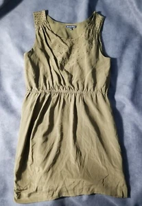 Broadway & Broome Olive Green Dress Size 8 Silk Studded Trim Sleeveless - Picture 1 of 3