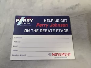 Perry Johnson Donation Card Presidential Candidate 2024 - Picture 1 of 4