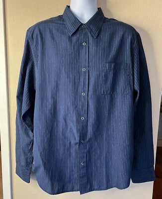 RIP CURL The Search Mens Long Sleeve Stripe Blue Snap button up shirt large - Image 1 of 4