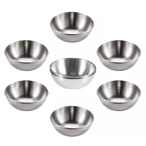 8pcs Stainless Steel Sauce Dish Mini Individual Saucer Bowl Round Small Dish - Picture 1 of 7