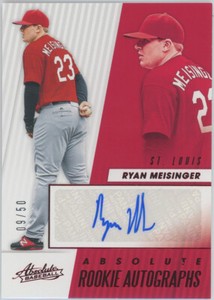 2019 Absolute Rookie Auto Red #ARA-RM Ryan Meisinger Cardinals RC 09/50
