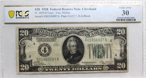1928 $20 FRN CLEVELAND "4" Numerical District Seal, Redeemable In Gold, PCGS 30 - Picture 1 of 4