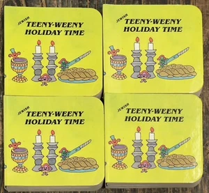 Lot of 4 Vintage Jewish Teeny-Weeny Holiday Time Gift Mini Book 1986 90mmx90mm - Imagen 1 de 5