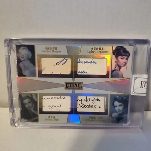 2024 Eternal Cuts QUAD RELIC /50 Marilyn Monroe Liz Taylor Audrey Hepburn Leigh - Foto 1 di 2