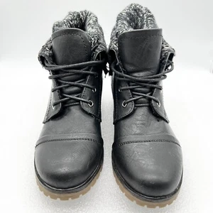 Refresh Womens Combat Lace Up Ankle Boots With Sweater Material Size 8.5 - Picture 1 of 9