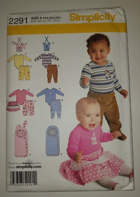 Simplicity 2291 Babies Clothes, etc. Sewing pattern Size A. New Uncut Free post - Image 1 of 2