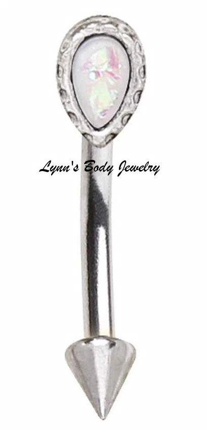 Lágrima Ópalo Sintético Blanco * Anillo de Cejas con Punta de Acero Inoxidable Foto 1 de 1