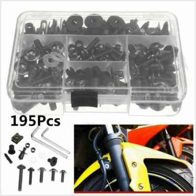 195 piezas Kit de pernos para carenado de motocicleta tornillos para parabrisas pernos clips de sujeción tornillo Foto 1 de 4