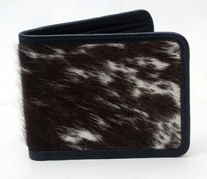 Cow hide Leather Men/Gent Purse Luxury HAIR ON Leather Card Holder Wallet-84 - Picture 1 of 3
