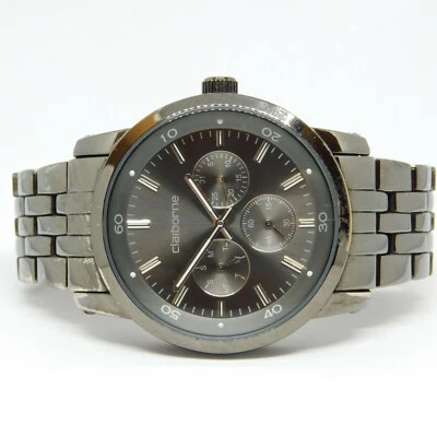 Кварцевые аналоговые мужские часы Claiborne CLM1069 черного цвета размер 6 1/2» новый аккумулятор - Изображение 1 из 4