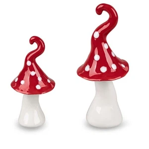 2er Set Deko Fliegenpilze HERBSTFARBEN 13 + 18cm weiß rot Steingut Formano H25 - Bild 1 von 1