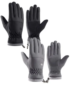 Winter Warm Gloves for Men and Women Slip Waterproof Thermal Gloves Black Grey - Picture 1 of 10