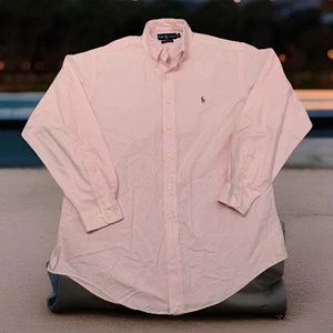 Vintage 80er Polo Ralph Lauren Oxford Hemd Herren 16 XL Pink Yarmouth Flesh Pony - Bild 1 von 9