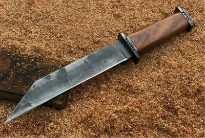 Cuchillo Bowie de hoja fija de caza de acero al carbono hecho a mano personalizado supervivencia camping Foto 1 de 2