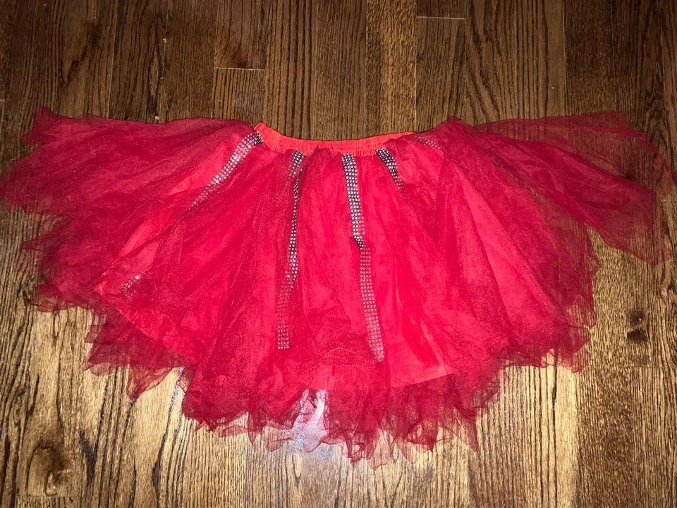 Falda roja de tul y brillante para bailar/disfraz, talla única para adulto Foto 1 de 2