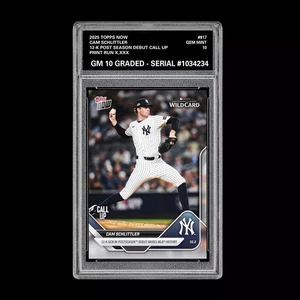 Graded 10 Cam Schlittler #817 2025 MLB Topps Now 12-K Post RC Rookie Presale - Picture 1 of 2