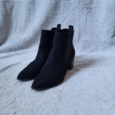 Botas Chelsea Nine West para mujer 8,5 M negras gamuza tacón ancho botín Foto 1 de 4