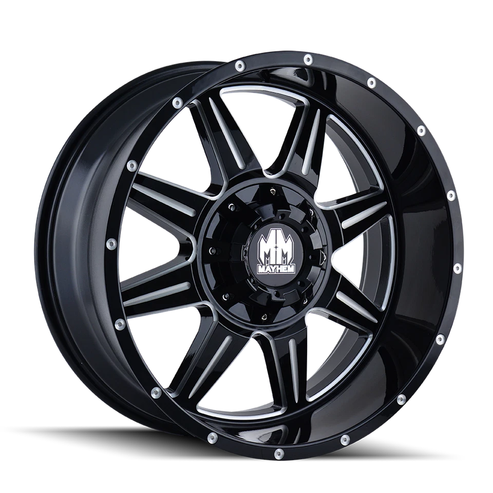 20x9 Mayhem Monstir Black W/Milled Spokes Wheel 5x5.5/5x150 (0mm) - Image 1 of 4