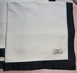 Vintage RALPH LAUREN Chino Cloth Napkins Khaki Tan Green Edging 19 in Square - Picture 1 of 5