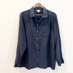 Blusa Top Mujer Jill Extra Grande Azul Seda Manga Larga Abotonada Fluida Elegante - Imagen 1 de 12