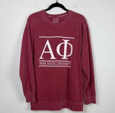 Comfort Colors Alpha Phi Penn State University Crewneck Sweatshirt Medium Red - Image 1 of 4