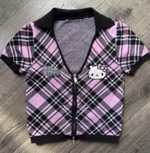 Hello Kitty And Friends Pink & White Plaid Sweater Vest Girls - Picture 1 of 8