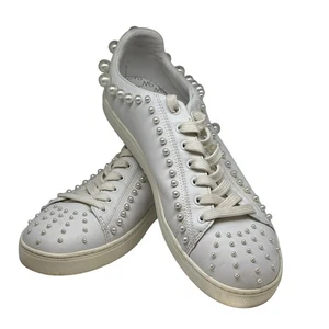 Stuart Weitzman Goldie wandelbare Braut-Sneaker Schnürschuhe mit Perlenverzierung 7,5 - Bild 1 von 6